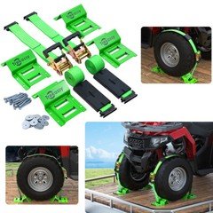 Etrack Wheel Chock Tie Down Kit railer Tire Straps System for ATV, UTV, Lawn Mow