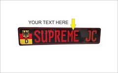 EURO STYLE  TAG, BLACK / RED  European license plate, ANY TEXT, CUSTOM, GERMAN