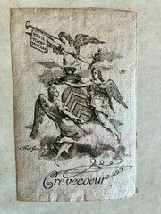 Ex-libris CREVECOEUR Hubert de, C2221, engraver Nicole fils, 104x68, 18th century