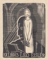 Exlibris Bookplate Holzstich Josef Vachal 1884-1969 Lesender Frau Buch