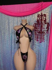 exotic dancewear  floral sling stripper outfit micro