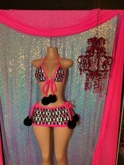 exotic dancewear skirt set stripper rave g string included