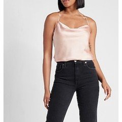EXPRESS Satin Cami Light Pink NWT Shirt Top Drape Cowl Neck Shell SML Ethereal