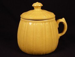 EXTREMELY RARE 1860 AMERICAN ANTIQUE YELLOW WARE PIPKIN BEAN POT MINT