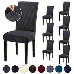 Fafua Chair Covers, Stretch Kitchen Dining Room Chair Covers Set of 8, Removable