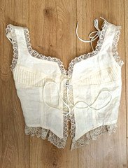 Fait Par Foutch Renee Top Ivory Linen Lace Corset Tie Front Size M