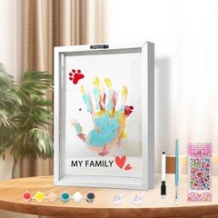 Family Handprint Kit DIY Keepsake Frame Clear Boards White New Families Pets