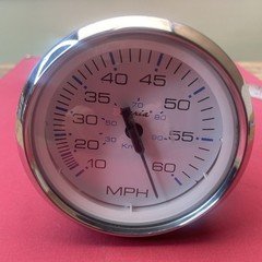 Faria White and Baby Blue MPH Gauge (60 MPH)