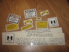 Farmall Cub  1949-1954 Decal Set with "IH McCormick Farmall Cub"
