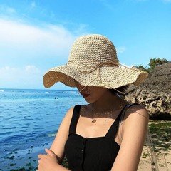 Fashion Straw Sun Hat Women Large Wide Brim Beach Summer Vacation Bucket Cap