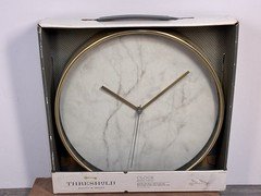 Faux Marble Wall Or Tabletop Clock Threshold Modern Brass Finish W/easel NIB