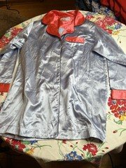 Fernando Sanchez Pajama Top  Vintage 80’s Satin Moire Pink Purple Glam Large