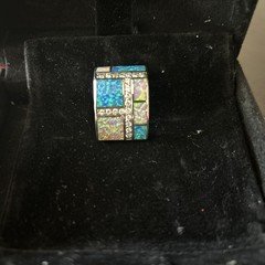 Fire Opal/CZ/Sterling Silver Slide Pendant