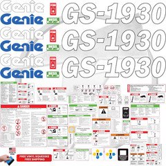 Fits Genie GS-1930 Scissor Lift Decal Kit – Laminated 3M Vinyl / Free Shipping