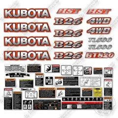 Fits Kubota B26 Decal Kit Tractor - 7 YEAR OUTDOOR 3M VINYL!