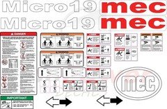 Fits MEC Micro19 Scissor Lift Decal Kit – Laminated 3M Vinyl / Free Shipping