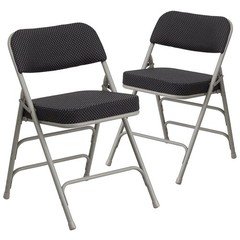 Flash Furniture 2 Pack Hercules Series Premium Curved Triple Hinged Black