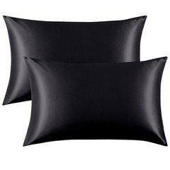 FLXXIE 2 Pack Satin Toddler Pillowcases for 14x20 Inch (Pack of 2), Black