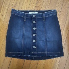 Flying Monkey Blue Denim Button Front High Rise Mini Skirt w/ Pockets Size 25