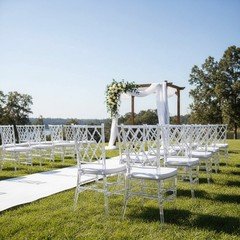 FOH Set of 3 Clear Acrylic Chiavari Chairs with Cushion-No Assembly Required