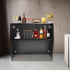 Foldable Bar Portable Event Bar Portable Bar Cabinet For Parties Catering Black