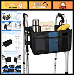Foldable Walker Basket with Cup Holder - Large Capacity, Stable Design, Not for