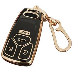 for Audi Key Fob Cover Keyless Remote Smart Key Fob Shell with Keychain Black