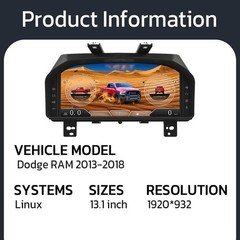 For Dodge Ram 2013-18 Digital 13.1" LCD Dashboard Speedometer Instrument