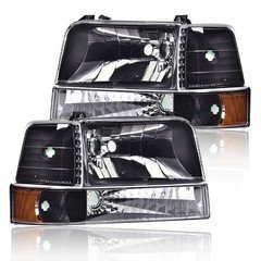 For Ford F150 F250 F350 Bronco 1992 1993 1994 1995 1996 LED Headlights W/Led Bar