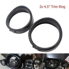 For Harley Touring road king Auxiliary lamp 2× 4.5" Passing Fog Light Trim Ring