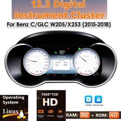 For Mercedes C-Class W205 GLC X253 15-18 12.3''Digital Instrument Cluster Screen