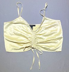 Forever 21 Ivory Satin Solid Ruched Drawstring Cami Camisole Women’s S