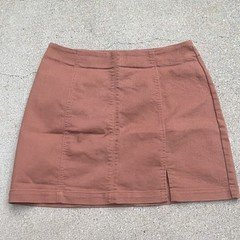 Forever 21 Women's Brown Solid Mini Skirt Size M Regular Back Zip Closure