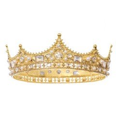 FORSEVEN King Crown for Men Royal Costume Accessory Prom Tiara Gold 