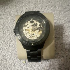 Fossil Men's Automatic Skeleton Dial Watch 44mm Black SS Bracelet 50m Box