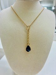 Foundrae 6 Carat London Blue topaz With Foundrae 18” Mixed belcher Chain. 18k