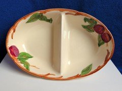 Franciscan Apple Divided Vegetable Serving Bowl USA Vintage 10 3/4" Relish Dish