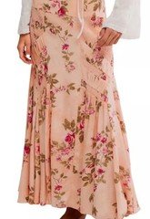 FREE PEOPLE NWT Rowan Maxi Skirt Boho "Falling Floral" Mauve Peach Size 2 Women