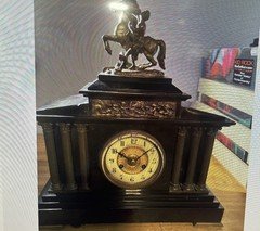 French Black Slate Clock 