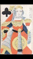 French Colonial issue Playing Card Money - Queen of Clubs - Hand Writing On Back