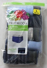 Fruit of the Loom Boys' 5-Pack Cotton Brief Underwear ZG3 Multicolor Large NWT