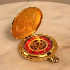 Full Hunter Skeleton Dial Pocket Watch Mechanical Manual Horse Carriage Theme