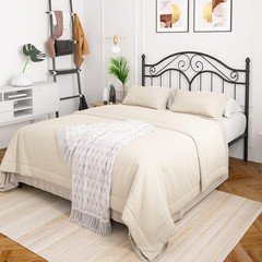 Full Size Bed Frame Vintage Platform Bed Metal Headboard Only For Adults, Childs