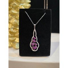 Fuschia Pink Cz Studed Multi Heart Pendant 925