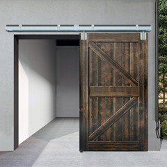 Galvanized Steel Exterior Sliding Barn Door Hardware Kit, Heavy Duty Box Track