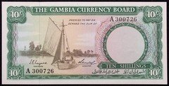 Gambia 10 Shillings ND (1965-70) - P-1 (SLIB-012-N3004)