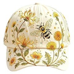 Garden Morning Baseball Cap-Floral Bee Embroidered Adjustable，Vintage for Summer