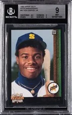This is a picture showing 1993 UPPER DECK FIFTH ANNIVERSARY #A1 KEN GRIFFEY JR. BGS 9