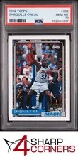 This is a picture showing 1992 TOPPS #362 SHAQUILLE O'NEAL RC MAGIC HOF PSA 10