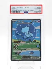 This is a picture showing MEW EX 2024 POKEMON PALDEAN FATES SPECIAL ILLUSTRATION RARE #232 PSA 10 Q0895